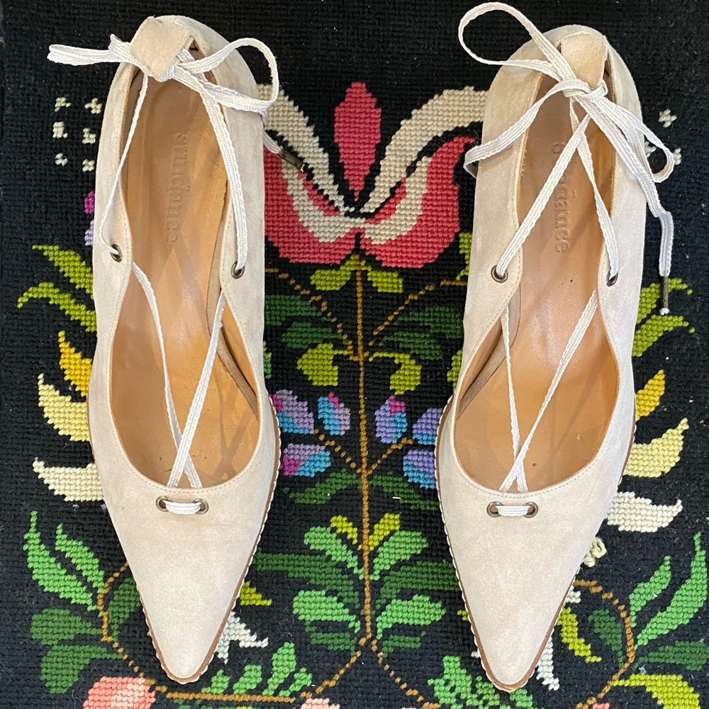 Sundance Odell suede leather pointed toe lace up heel